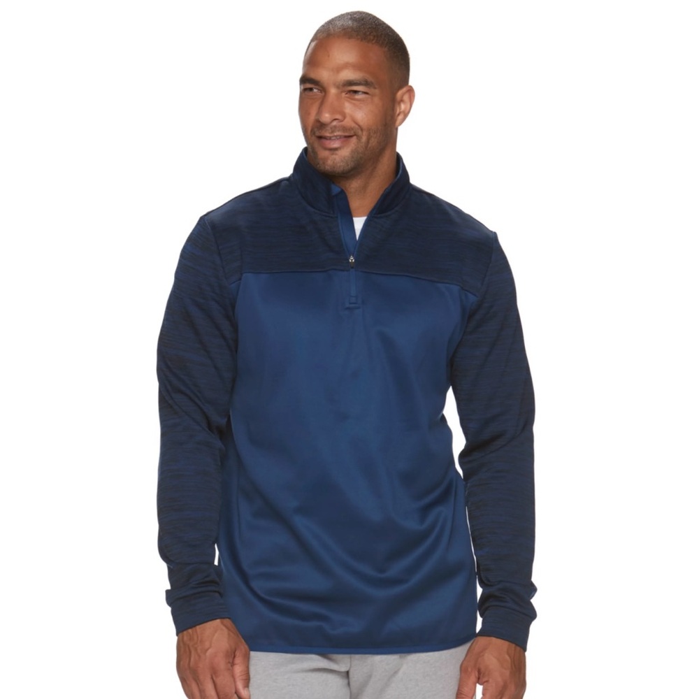 Tek Gear WarmTek Athletic Fit Performance Fleece Quarter Zip Pullover Blue XL